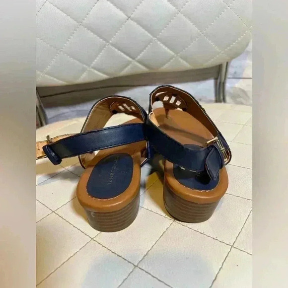 Tommy Hilfiger Leather Gold Logo Navy  Nautical Wedge Heel  Sandal - Picture 7 of 8